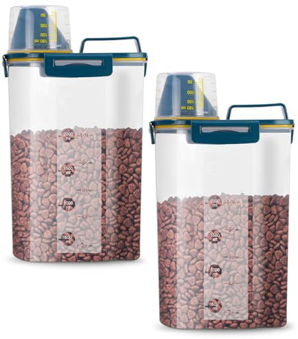 jutyum 2 Stück Vorratsdosen 3L, Waschmittel Aufbewahrung, Küche Organizer, Waschpulver Aufbewahrungsbox, Hundefutter Aufbewahrung, Aufbewahrungsbox Küche, Waschmittelbox, Futtertonne Vorratsgläser