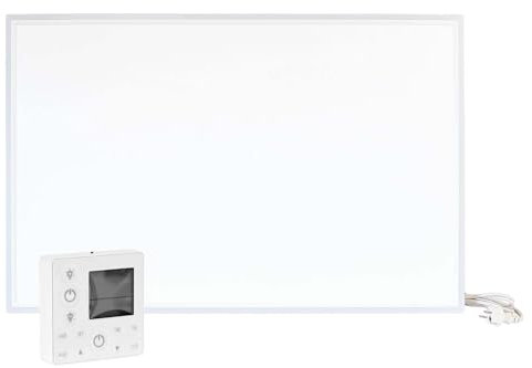 Wiltec Infrarot Deckenheizung 660 W, Infrarotheizung Deckenmontage mit LED-Beleuchtung 108 x 63 x 3,5 cm, Infrarot Heizung mit Thermostat