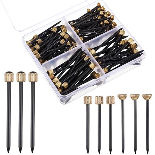Oruola 150pcs Picture Nails for Walls,Wall Pins for Hanging,Picture Hang Nail with Brass Head,Durable Nail for Hang Pictures,Black Decorative Pins with Storage Box