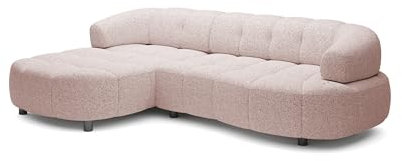DomoHome ECKSOFA WESPER S - Eckcouch Mit Elektrischer Sitzverstellung, L-förmig, Freistehend, Relaxfunktion, Avangarde Collection, 183x284x79 cm Linke Seite Puderrosa