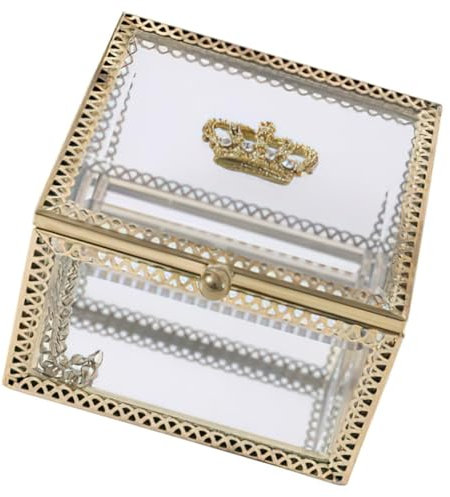 BESPORTBLE Box Box schmuckschatulle aus glas transparent Hochzeit dekorativ Anzeige storage boxes aufbwahrungs- schmuckkassette vorratsboxen Aufbewahrungsboxen Schmuckkästchen Golden