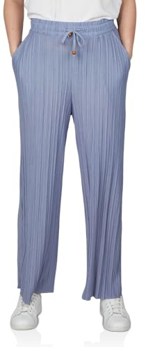 DENIMFY Palazzo Hose Damen Sommer 7/8 Culotte DFBrenda Hohe Taille Weites | Bein Sommerhose Stoffhose Knöchellang Elastische Taille Taschen Einfarbig Schwarz Grün Beige Blau S M L XL XXL
