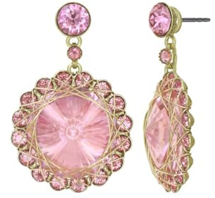 Konplott: pendelnde Ohrstecker 70´s Circles big, große aufwendige Kristall-Ohrstecker in rund mit Drahtgeflecht, für Damen/Frauen (rosa)