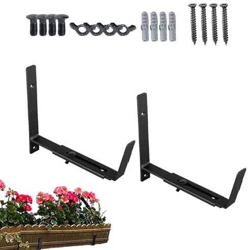 brooksnaji Blumenkasten: verstellbarer Handlauf, aus starkem Metall, Gartenansicht, Fensterbank, Abdeckschiene, Fixac-Hardware