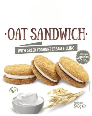 Fakhri Oat Sandwich Biscuits, 540g | Crunchy Oat Cookies with Cream Filling | Family Snack Pack for Tea Time, Lunchboxes & Sharing