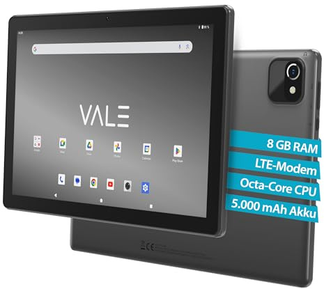 VALE V10E-LTE-464 Tablet 10,1 HD IPS - 4 GB, 64 GB - Android 13 | Octa-Core-Prozessor mit Mali-G57 MP1 Grafik - 5 MP Kamera