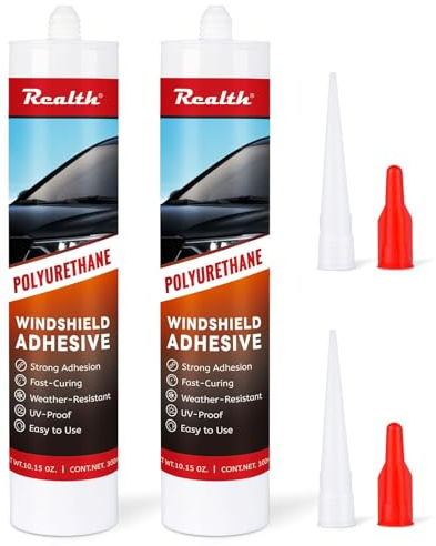 Realth Windscreen Bonding Adhesive/Black Sealant 300ml 2 Packs | High Bond, Fast Curing Formula, for Car Truck Van Bus Glass Glue