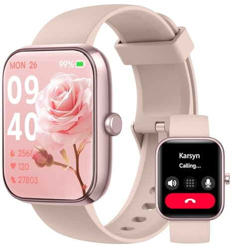 Smart Watch for Men Women, Bluetooth Calls 1.83HD Fitness Watch Alexa Built-in with Heart Rate Sleep SpO2 Monitor 100+Sports Modes Step Counter, IP68 Waterproof, Smartwatch for Android iOS, Pink