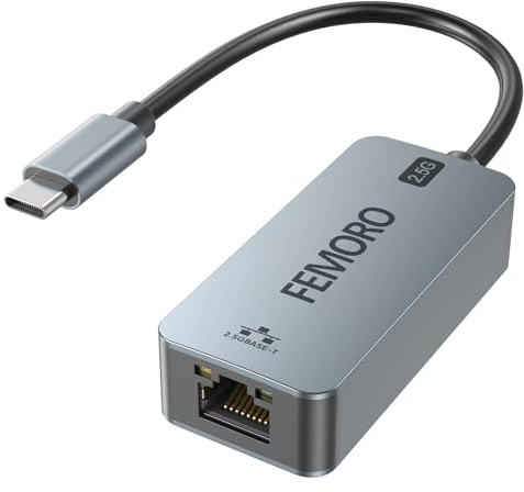 USB C to Ethernet Adapter, 2.5Gb USBC to RJ45 Network Adapter, Internet LAN to Type C (Thunderbolt 4/3) with 2.5 Gigabit, Support Cat 6/6a for Laptop MacBook Pro/Air iPad Pro iPhone 17, Plug&Play