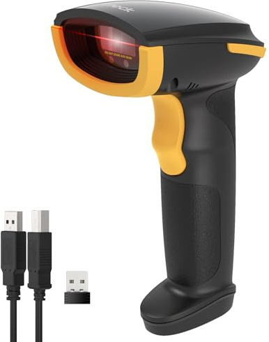 Inateck Barcode Scanner Kabellos, 1D CCD Handscanner, Bildschirm-Scannen Unterstützt, 3-in-1 Scanner mit Bluetooth, 2,4 GHz und Kabel, 2600mAh für 3 Monate Standby, für Mobile und Computer, BCST-24