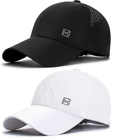 AYPOW 2 Packs Unisex Schnell Trocknend Atmungsaktive Baseball Cap, UV-Schutz Leichte Faltbare Sommer Baseballkappe Laufmütze, Herren Damen Outdoor-Sportmütze Sonnenhut für Running Tennis Golf Reisen