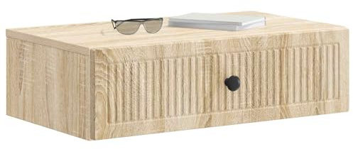 vidaXL Wandmontierter Beistelltisch Sonoma-Eiche 59 x 34,5 x 17 cm, Moderner Wohnraum, rechteckiger Beistelltisch mit viel Stauraum, wandmontierte Möbel, kompakte Lösung aus Holz