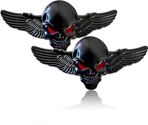Pegatina Calavera, dellyy 2 Piezas Pegatinas de Calaveras, Calavera Adhesiva, para Motos, Coches, Cascos, Tapones de Gasolina (Negro)