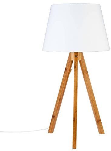 Atmosphera - Lampe trépied Bahi - bambou et blanc H56 cm