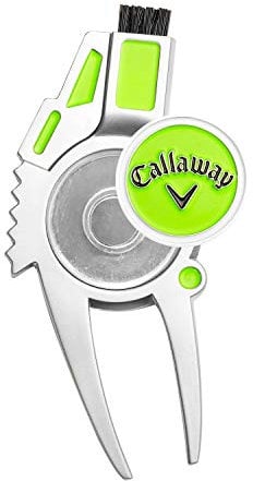Callaway Divot Too 4-in-1 Pitchgabel-Reparaturwerkzeug, Silberfarben/Grün, Einheitsgröße