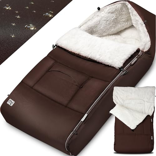 MONZANA® Fußsack für Kinderwagen Baby Winter mit Reflektoren Reißverschluss Waschbar Buggy Babyschale Kuschelig Thermo-Fleece Braun