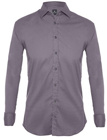 Camicia Uomo Elegante Tinta Unita Regular Camicie da Uomo in Cotone Manica Lunga, Camicia Uomo con Bottoni, Camicia Artigianale Sartoria Napoletana (Grigio 39)