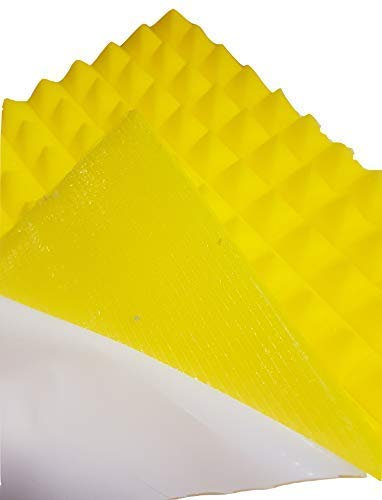 Pyramiden SELBSTKLEBEND Noppenschaumstoff,Akustik Schaumstoff, Akustikschaumstoff, Pyramiden Akustik, Dämmung (49 x 49 x 5 cm, Gelb)