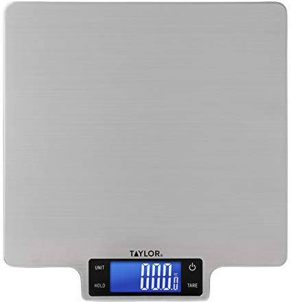 Taylor Precision Products 22lb Ultra-Precise Digital Stainless Steel Household Kitchen Scale, One, Silver