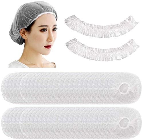 Disposable Shower Caps - 200pcs Hair Processing Clear Plastic Caps For Spa Home Use Hotel and Hair Salon Plastic Clear Elastic Bath Cap