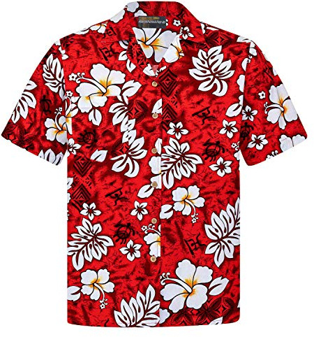 Hawaiihemdshop Hawaii Hemd | Männer | Baumwolle | Größe S - 8XL | Kurzarm | Hawaiihemden | Blüten | Blumen | Retro | Klassisch | Hibiskus | Aloha | Kokosnuss-Knöpfe | Hawaiihemd Herren