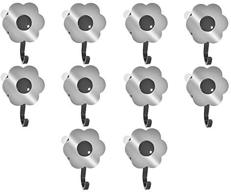 Kochblume 1-3-5-10er Set | Haken S, L, Wandhaken, Küchenhaken, Mehrzweckhaken, Schlüsselhaken | In der bunten Box (Chrom-schwarz, 10er Set L)
