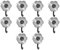 Kochblume 1-3-5-10er Set | Haken S, L, Wandhaken, Küchenhaken, Mehrzweckhaken, Schlüsselhaken | In der bunten Box (Chrom-schwarz, 10er Set L)