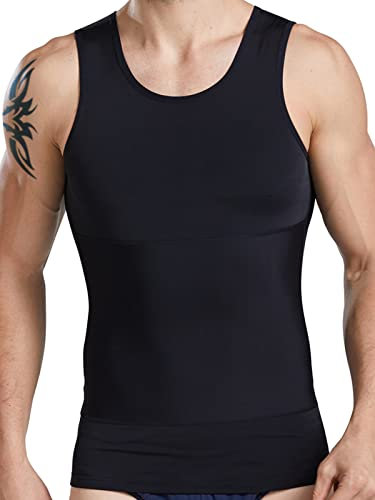HANERDUN Kompressionsunterwäsche Tank Top Herren | Bauchweg Body Shaper Figurformendes Unterhemd für Männer | Sport Fitness Bodyshaper
