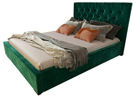 lukmebel Glamour II Polsterbett 140 x 200 cm mit Bettkasten - Doppelbett 140 x 200 mit Lattenrost - Bett 140 x 200 mit Stauraum Monolith 37