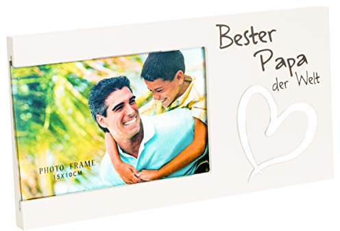 Brandsseller Bilderrahmen Fotorahmen mit Spiegelherz 25x13x1,5 cm Bester Papa