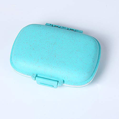 1 PCS 8 Grid Mini Size Wheat Straw Pill Case Fashion Travel Pill BoxVitamin Organizer Two-Layer Folding Design Safe Food Grade PP Material Lightweight