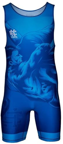 Extreme Hobby - Canottiera da Lotta per Bambini Wrestling Singlet Wrestling UWW, Body da Gara compressivo – Abbigliamento Sportivo per Bambini, Colore: Blu, Taglia: 140