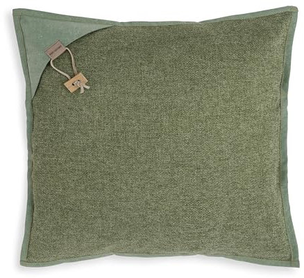 KNIT FACTORY - Hope Kissen - Modernes Dekokissen mit feinmaschigen Struktur - Couchkissen mit Füllung und Bezug - Quadratische Sofakissen - 50x50 - Grün
