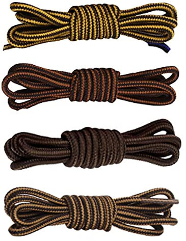 4 Pairs Round Work Boot Laces Heavy Duty, Durable Shoelaces for Hiking,Walking,Outdoor Boots and Steel Toe Cap Boots