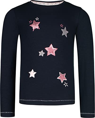 SALT AND PEPPER Mädchen Mädchen Langarmshirt mit Allover Sternen und Pailletten Hemd, Navy, 116-122 EU