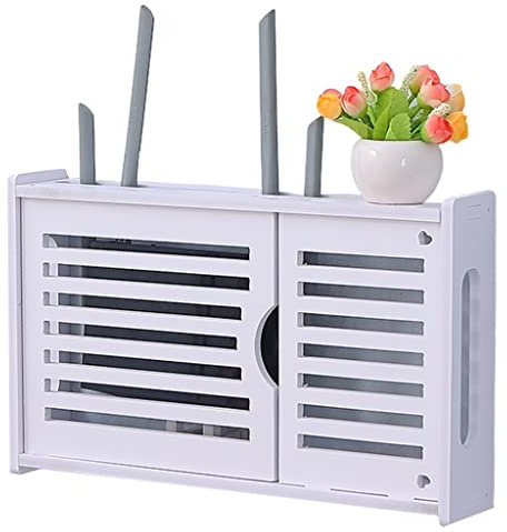 Schweberegale Router-Regal TV-Set-Top-Box Wireless-Router-Rack WiFi-Aufbewahrungsbox WLAN-Router-Regal Zum Aufhängen An Der Wand Regalbox Wi-Fi-Aufbewahrungsbox Zur Abdeckung des Routers, Weiß