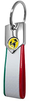 Abarth Offizieller Schlüsselanhänger aus Carbon, Skorpion, Gelb, Weiß, Tricolor, Carbon, Weiß, Tricolor, Taglia Unica, Weißer Carbon, dreifarbig, one size