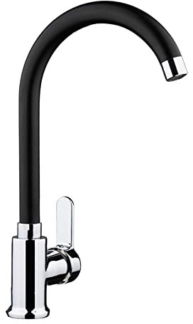 ATCO Niederdruck Spültischarmatur FLORA SChwenkbar Auslauf Küchenarmatur Einhandmischer Wasserhahn Armatur Küche Spüle Spültisch Chrom-schwarz