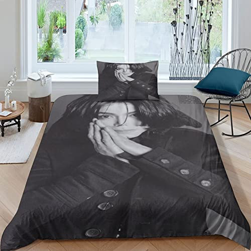 GENBAK Michael Jackson Bettwäsche Tänzer Bettwäsche 3 Teilig Mikrofaser Musiker Bettbezüge Jungs Kinderbettwäsche Set Mit Reißverschluss Und Kissenbezüge einzeln(135x200cm)
