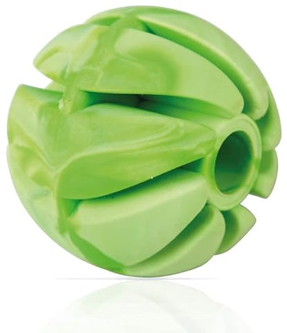 Bestlivings Palla da gioco per cani (verde) Ø 7 cm, confezione da 3 palline da gioco (100% TPE) per snack e cura dei denti, giocattolo per cani, palla a spirale per cani