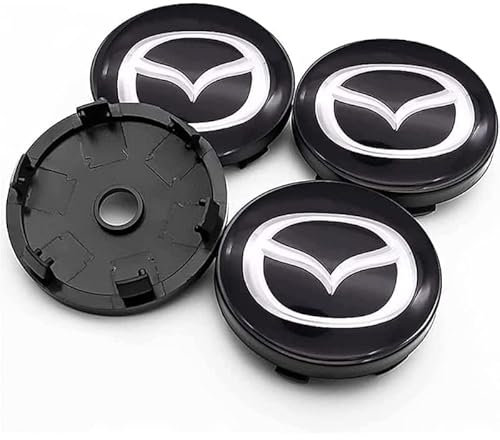 DOCHKA Nabenkappen Felgen Kappen Felgendeckel Radkappen Radnabendeckel Nabendeckel Felgenkappen für Mazda 2 3 6 MX-5 MX-30 CX-3 CX-8 CX-9, 4 X 60mm,A