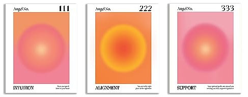 KEUSPI Angel Numbers 111 222 333 Number Intuition Pink Orange Aura Energy Y2K Gradient Wall Art Poster Prints for Bedroom Dorm Decor,Spiritual Decorations Poster, ungerahmt, 30,5 x 40,6 cm, 3 Stück