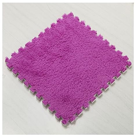 12pcs Interlocking Carpet Tiles, Shaggy Soft Foam Mats 12x12inch, Fluffy Area Rugs Carpet Floor Tiles, Puzzle Play Mats For Home Parlor Bedroom(Color:Purple)