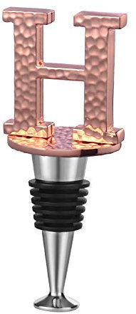 WishDeco Flaschenverschluss, Sektflaschenverschluß, Weinverschluss, Verschluss Weinflasche, Flaschenstöpsel, Prosecco Geschenk für Weinliebhaber, Geschenk-Box, Rosévergoldung, Anfangsbuchstabe H