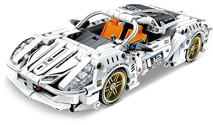 iM.Master - Weißer Super Car - Technic Auto Bausatz mit Pull Back Funktion - Klemmbausteine für Erwachsene und Kinder - 437 Teile - Maßstab 1:20 - STEM Lernspielzeug - Modell zum Bauen