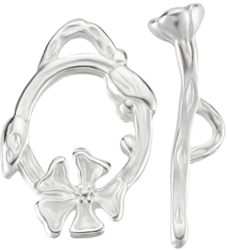 Beebeecraft 10 Sets Ringknebelverschlüsse Aus Sterlingsilber Blumenarmband Knebelverschlüsse T-Stange Schmuckverschlüsse Verbinder Für Die Herstellung von Halsketten Armbändern