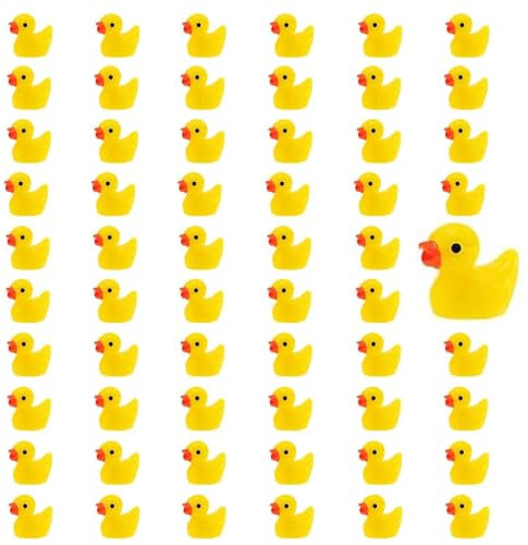 150 Stück Mini Enten Harz, Mini Enten Figuren Miniatur Enten Mini Resin Ducks zum Basteln Zuhause Streichspiel Puppenhaus Schulprojekt Landschaft Aquarium (Gelb)(Klassische Ausgabe)