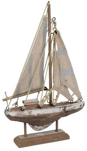 Generisch Holz Segelboot Segler Boot Schiff Treibholz Look Höhe 22,5cm Maritime Dekoration (CP340)