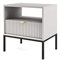 BETTSO - Nova S-54 - Nachttisch - Beistelltisch - Schubladenschrank - Nachtschrank - mit hohen Metallbeinen - Geriffelt - Schlafzimmer - Modern, Glamour - Grau - mit golden Griffen