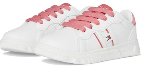 Tommy Hilfiger Baskets Cayman 3.0 pour femme, blanc/rose, 3 Little Kid